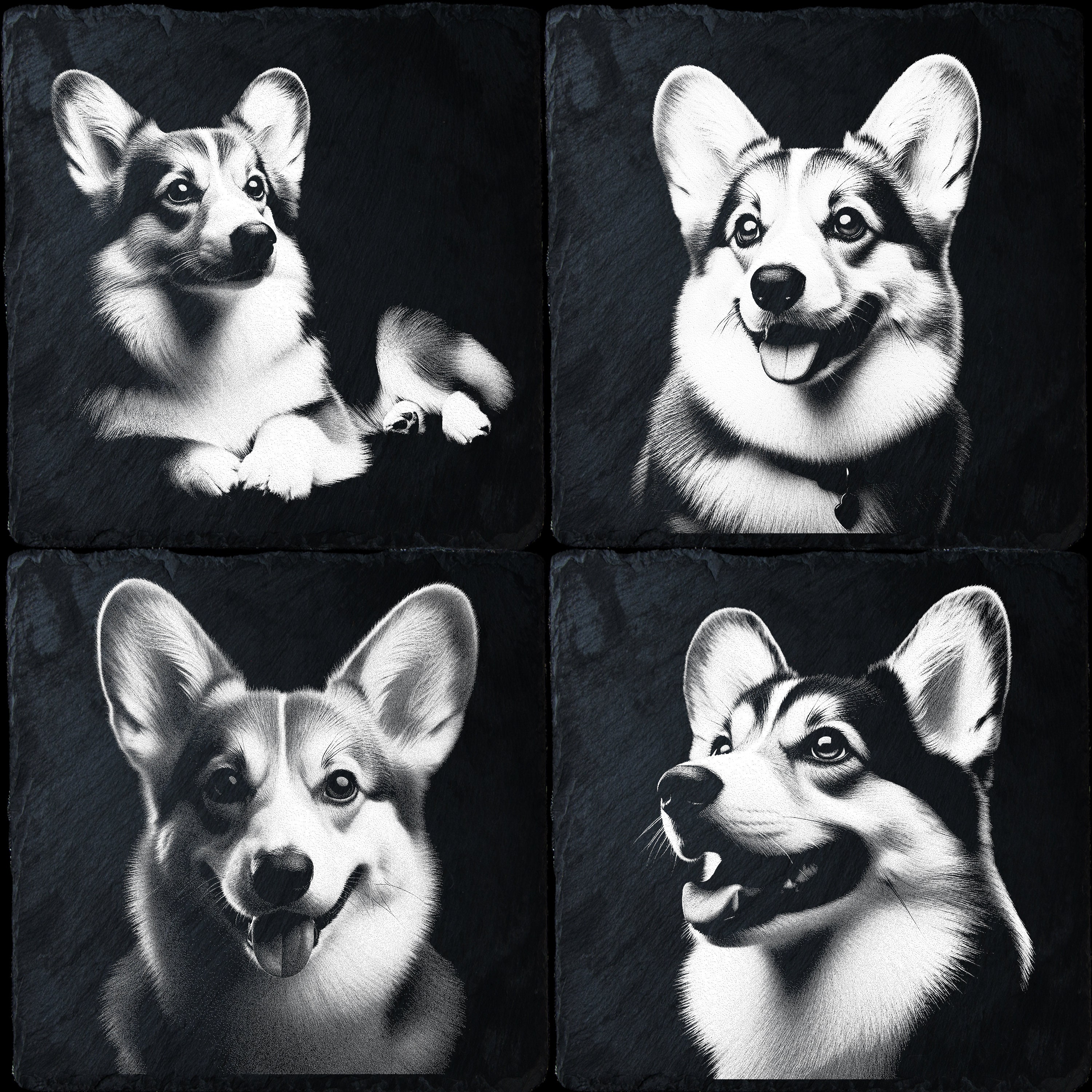 Welsh Corgi Slate Coaster PNG Files: Laser Engraving Art (digital