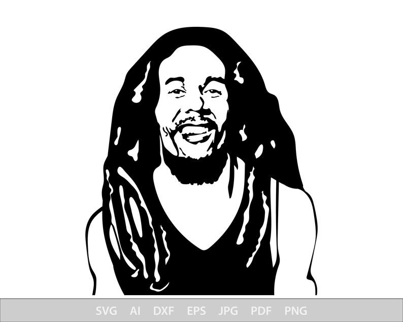 Download Bob Marley Svg Portrait Svg Files For Cricut Face Dxf Cut | Etsy