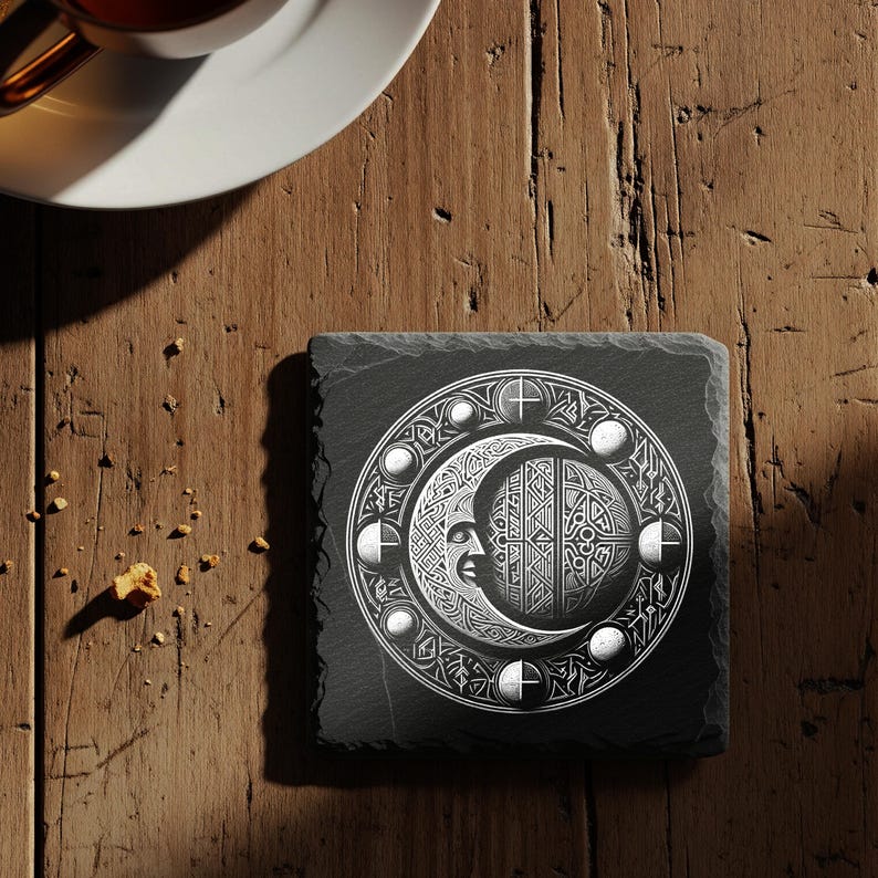 Moon Phases With Norse Runes | Bundle of 4 PNG Files for Laser ...