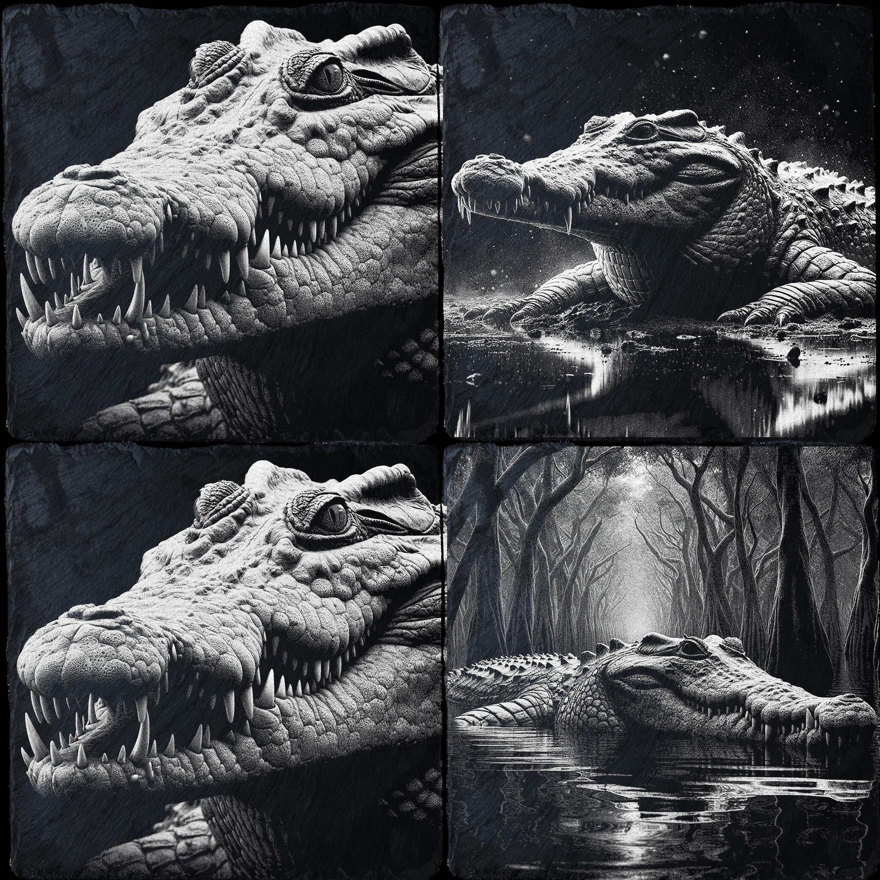 Laser Croc Crocodile PNG Laser Engraving Files - Set of 4 | DIY Wildlife Art for ...