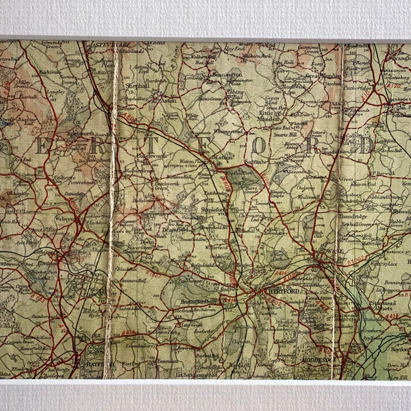 Hertford, Hatfield, Welwyn and Surrounding Area Original 1921 Bartholomew's Mounted Map
