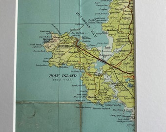 Holyhead, Holy Island  and Surrounding Area Original 1954 Bartholomew’s Mounted Map