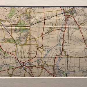 Mapa original montado de Ordnance Survey de Biggleswade, Shefford, Henlow y alrededores de 1954