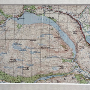 Loch Luichart, Loch Grave, Loch Meig e área circundante Mapa original de 1962 do Ordnance Survey