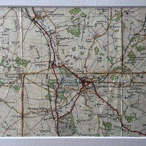 Mapa original montado de Ordnance Survey de 1935 de Buntingford, Little Harmed, Wyddial y alrededores