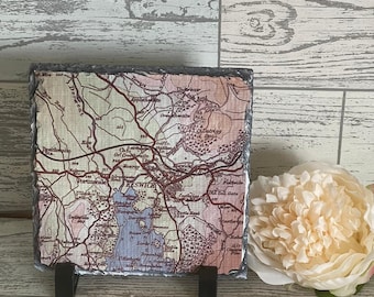 Bespoke Personalised UK Map Slate Tile - Made To Order