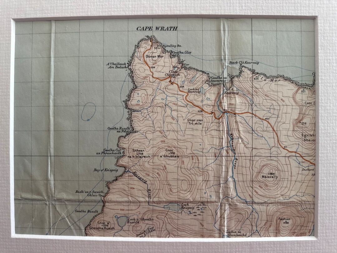 Cape Wrath and Surrounding Area Original 1947 Ordnance Survey Mounted ...