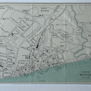 Bognor Town Centre 1950 Gemonteerde kaart Ward Lock & Co