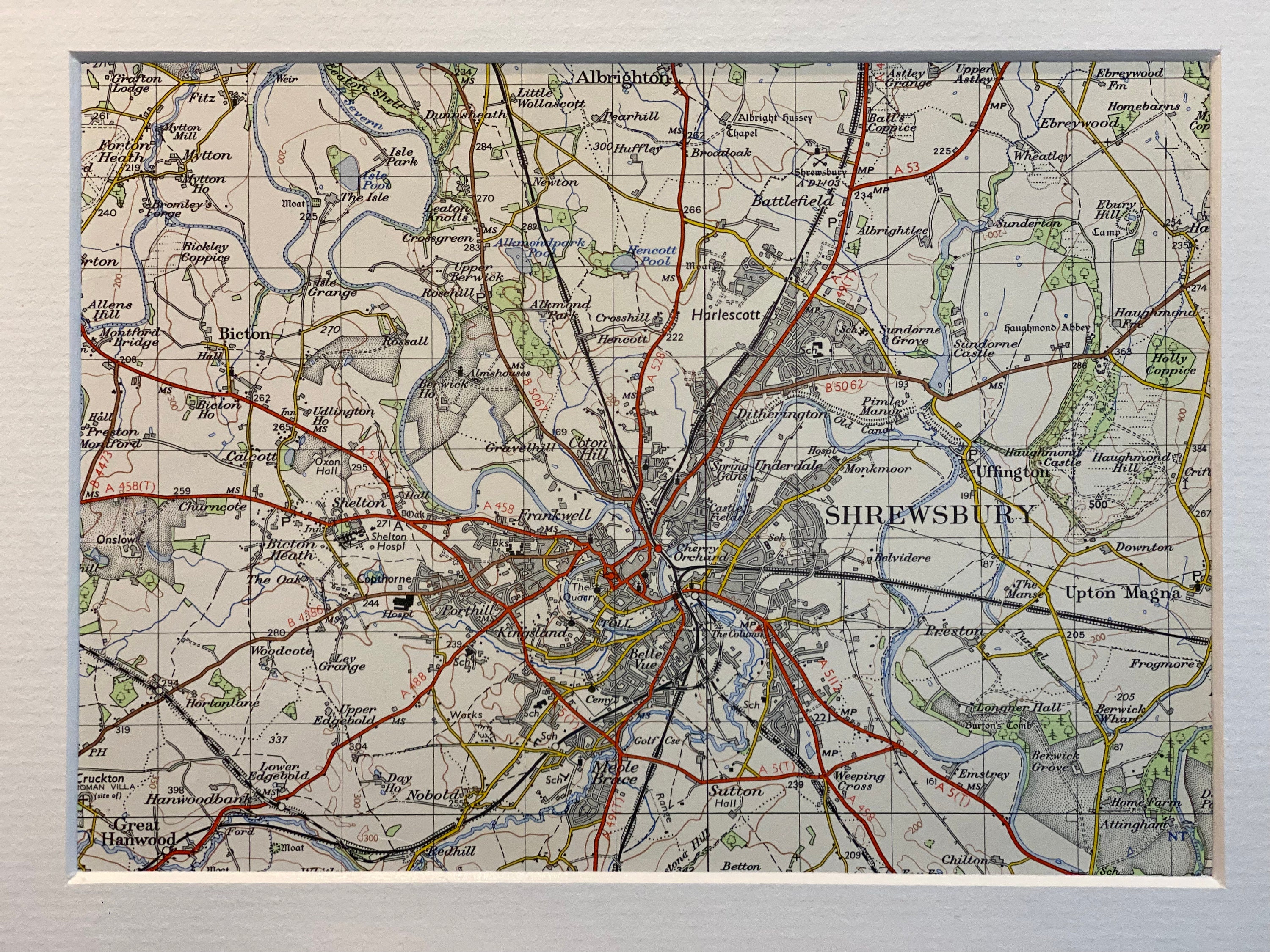 Map Of Shrewsbury And Surrounding Areas Shrewsbury Albrighton Battlefield And Surrounding Area | Etsy
