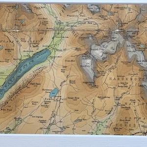 Wast Water, Scafell Pike, Great Gable y alrededores Mapa original de Bartholomew de 1957