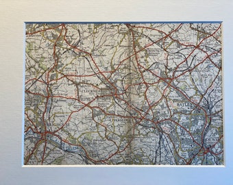 Brighouse, Batley, Oakenshaw and Surrounding Area Original 1954 Ordnance Survey Mounted Map