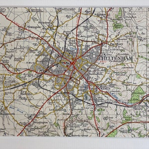 Cheltenham, Leckhampton, Southam en omgeving (Originele kaart met ordnancesurvey uit 1962)