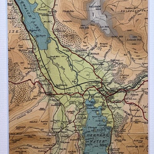 Lago Bassentwaite, Derwent Water, Keswick y alrededores Mapa original de Bartholomew de 1957