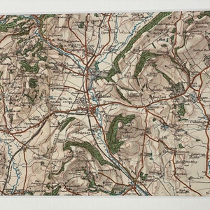 Mapa original montado en color de Ordnance Survey de 1914 de Halford, Culmington, Hopesay y alrededores
