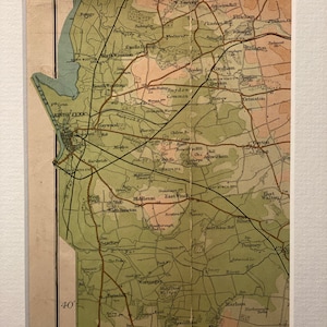Kings Lynn and Surrounding Area Original 1912 Bartholomew’s Mounted Map