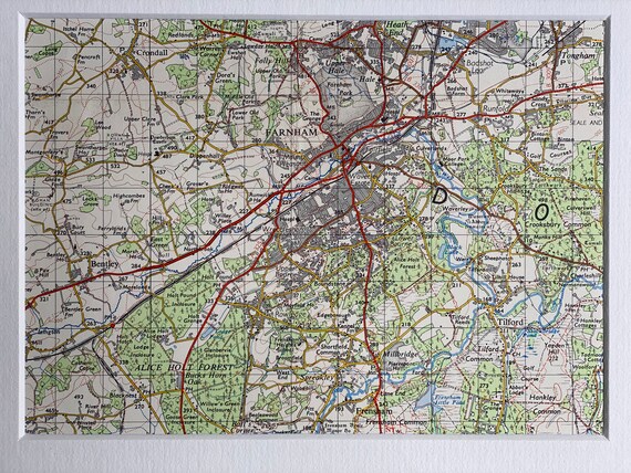 Map Of Farnham And Surrounding Area Farnham Tilford Bentley And Surrounding Area Original 1959 | Etsy