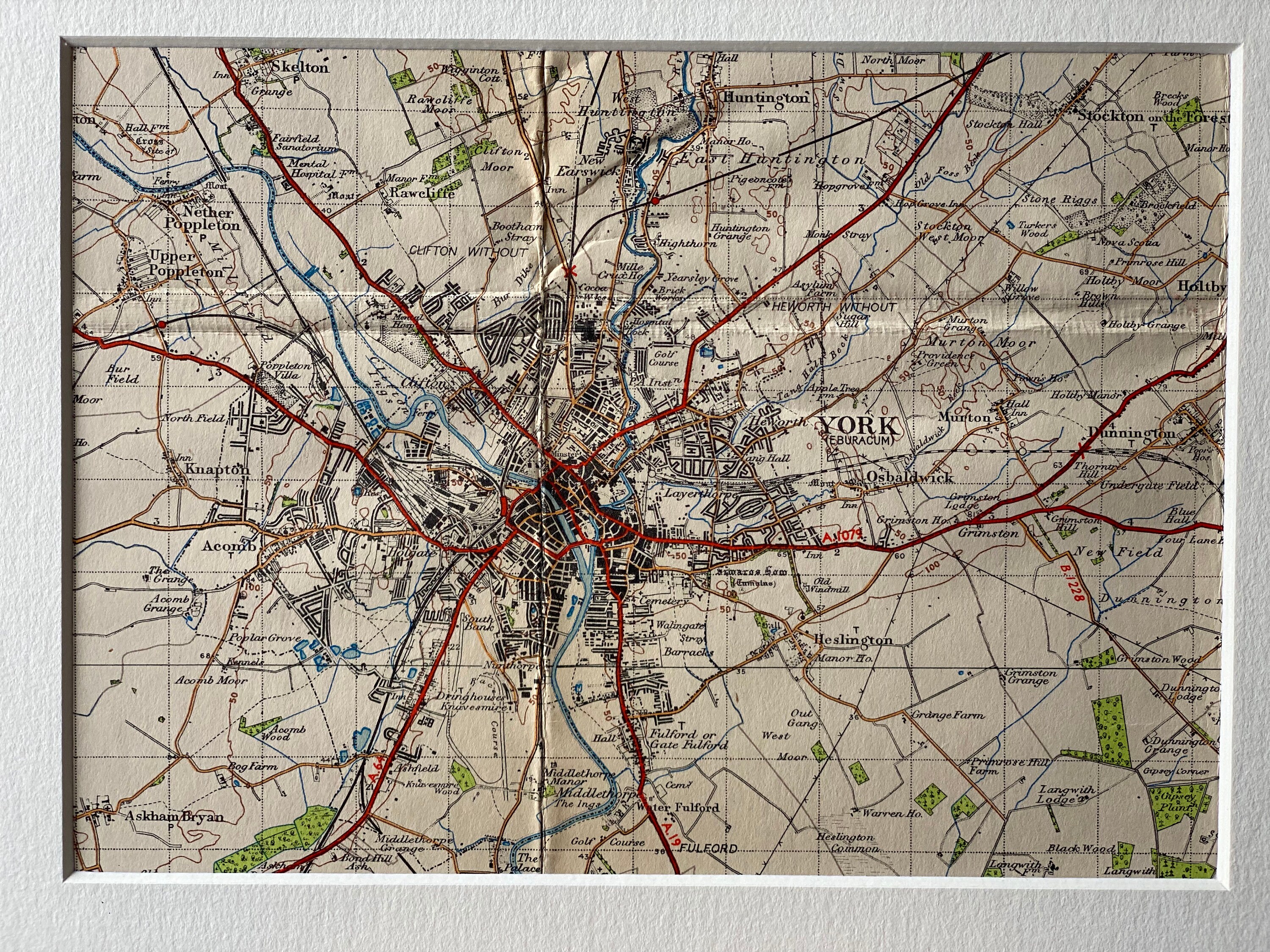 Map Of York And Surrounding Villages York Poppleton Dunnington And Surrounding Area Original 1947 | Etsy