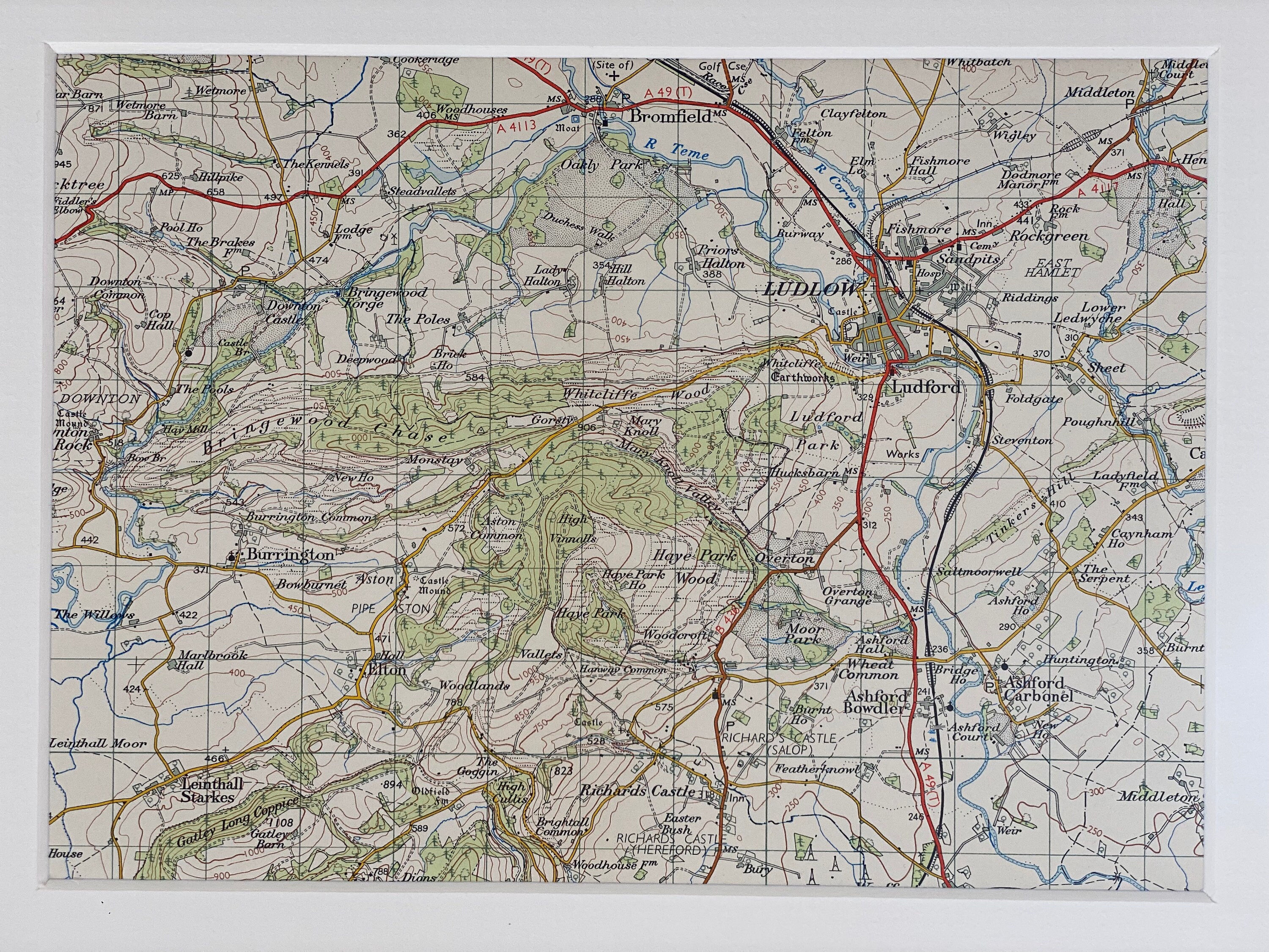 Map Of Ludlow And Surrounding Area Ludlow Bromfield Burrington And Surrounding Area Original | Etsy