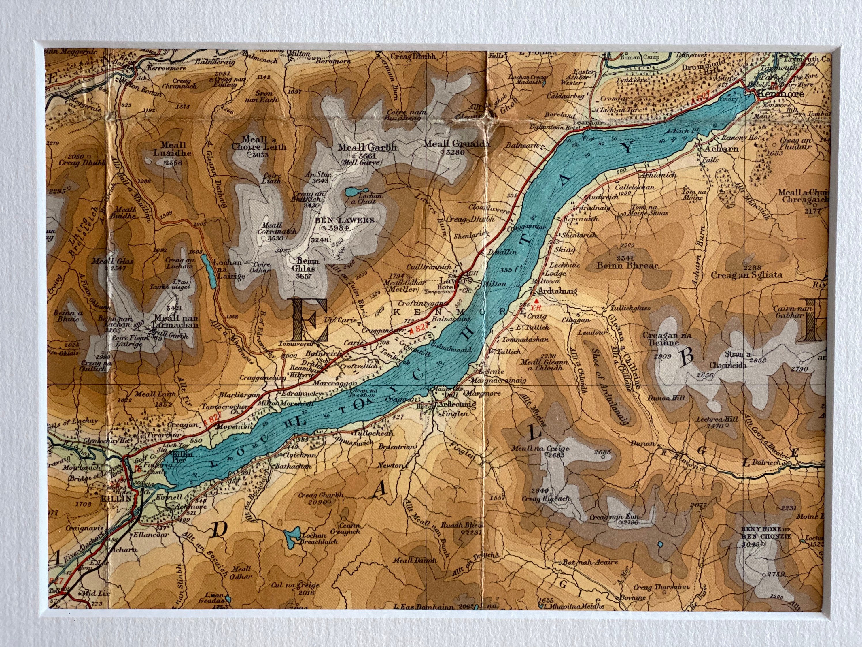 Used, Loch Tay, Killin, Kenmore and Surrounding Area Original 1946 Bartholomew&#39;s  Map for sale  