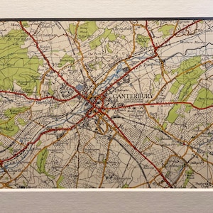 Canterbury and Surrounding Area Original 1947 Ordnance Survey Mounted Map