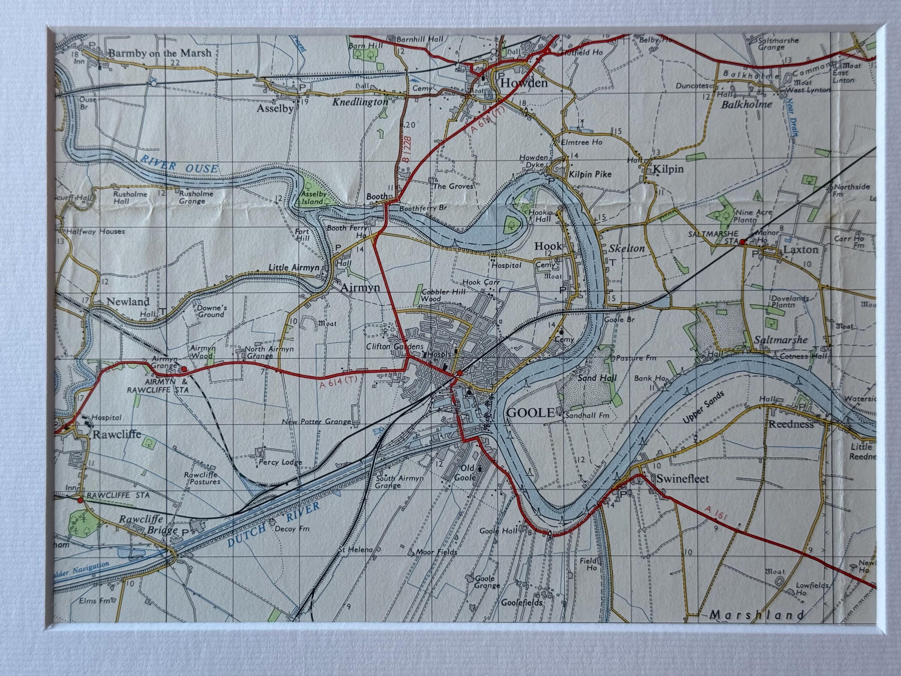 Goole, Howden, Rawcliffe and Surrounding Area Original 1962 Ordnance Survey Map