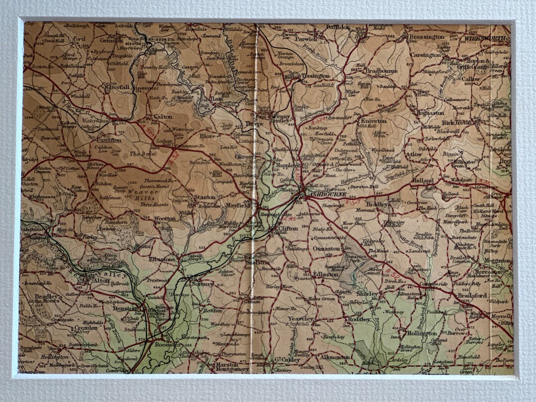 Ashbourne, Fenny Bentley, Rocester and Surrounding Area Original 1924 ...
