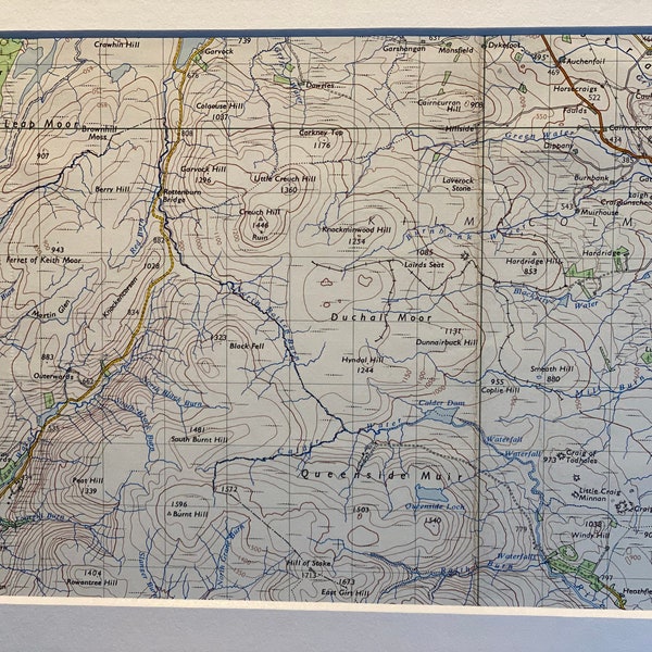 Duchal Moor, Queenside Muir, Leap Moor and Surrounding Area Original 1956 Ordnance Survey Map