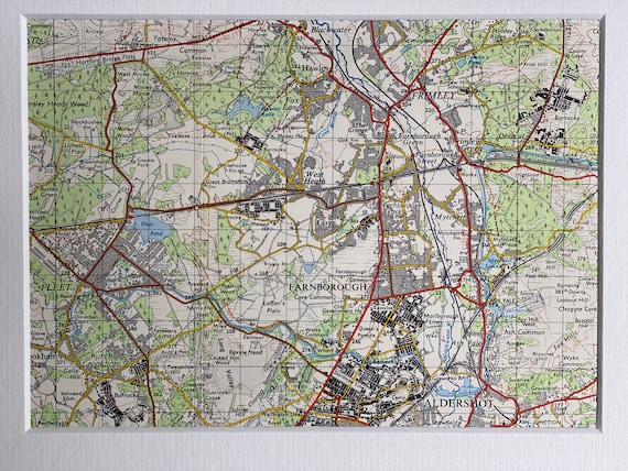 Map Of Farnborough And Surrounding Area Farnborough Aldershot Frimley And Surrounding Area Original | Etsy Hong Kong