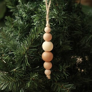 Wood Bead Ornament Natural Nordic Scandinavian Christmas Tree Decoration Natural Earthy Pastel Farmhouse teardrop Handmade Scandi Minimalist image 2