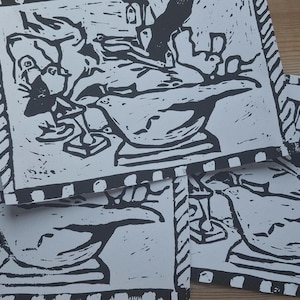 Lino Print Birds