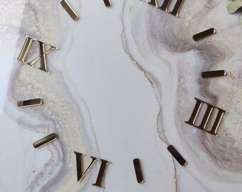 Set of 4 "Big lines" self-adhesive Roman mirror numerals with lines for watch making, resin watches, wooden watches or similar diy's
