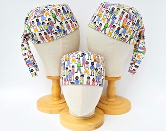 Bro Print Surgical Skull Cap: Men's Health, General Surgery Scrub Hat for Short Hair