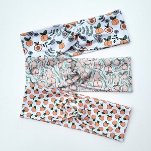 Peachy Butts Headband, Peach Print Stretchy Twisted Hairband. Nurse Headband, Butt Print Yoga Headband.