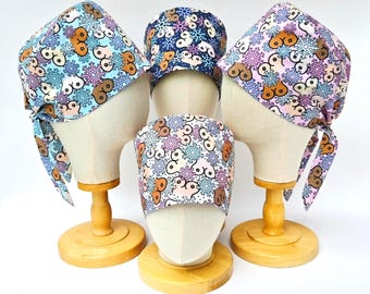 Snowtits Boob Print Surgical Scrub Hat, Adjustable Holiday Season Pixie Style Surgical Cap