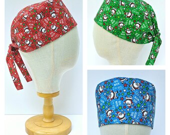 Big Nick Energy Print Surgical Scull Cap, Funny Santa Scrub Hat, Christmas Scrub Cap For Short Hair. Medical Calot, Chef&#39;s Hat