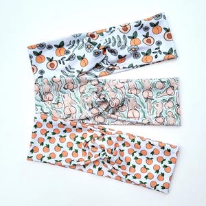 Peachy Butts Headband, Peach Print Stretchy Twisted Hairband. Nurse Headband, Butt Print Yoga Headband.
