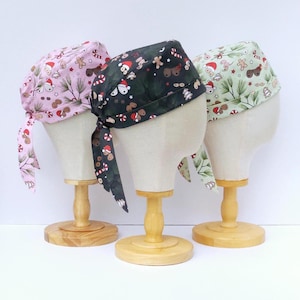Breastmas Wishes Christmas Boob Print Surgical Scrub Hat, Breast Surgery Scrub Cap, Adjustable Tie Back Surgical Cap