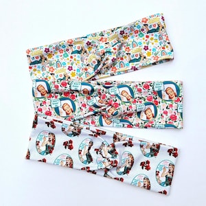 Sassy Vintage Lady Print Headband, Sarcastic Retro Print Hairband, Fifty's Style Soft and Stretchy Twisted Headband.