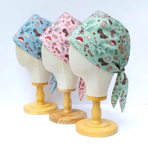 Breastmas Wishes Christmas Boob Print Surgical Scrub Hat, Breast Surgery Scrub Cap, Adjustable Tie Back Surgical Cap