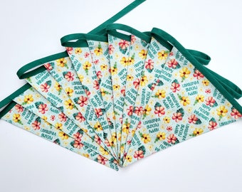 Snarky, Funny, Floral Adult Print Bunting For Whatever The Occasion. 10 Flags On 3 Meters. 100% Cotton, Reusable, Washable.