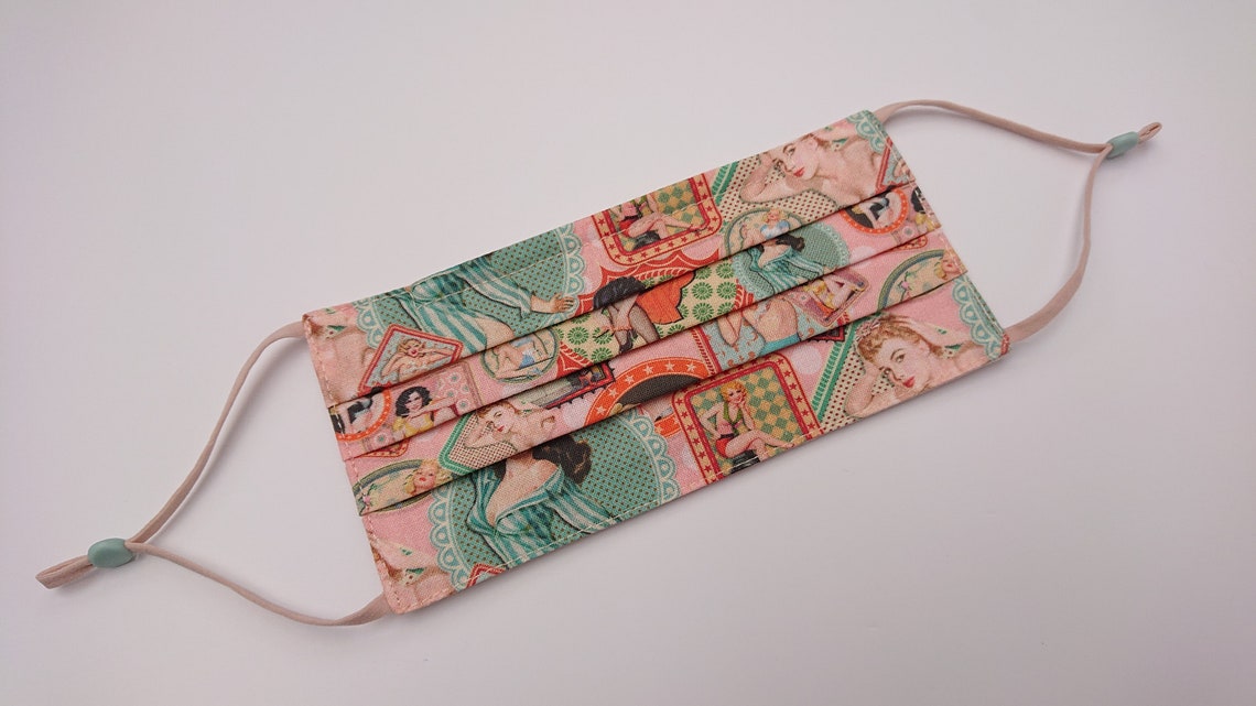 Seide gefüttert erröten rosa Retro Pin Up Girl Baumwolle Print | Etsy