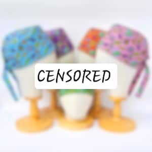 Töpfchen Mund Profanity Print Scrub Hut, Tie Zurück Chirurgische Kappe
