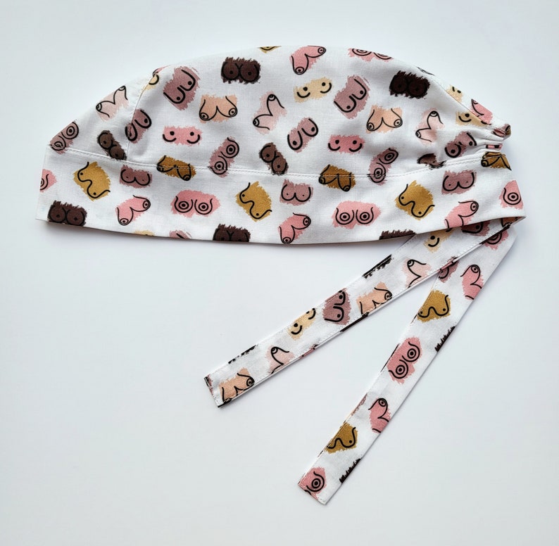 Cute Boob Print Surgical Scull Cap, Diversity Boobs Scrub Hat ...