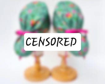 Kind, but Sweary Floral Euro-Pony Style Surgical Scrub Hat, Cap