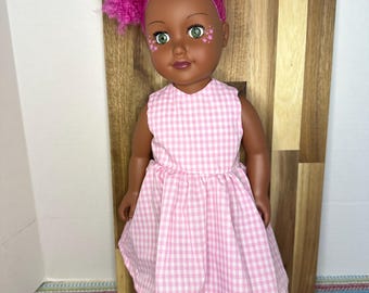 Country Gingham Dress for 18” Doll