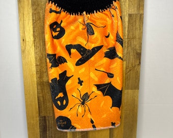 Halloween Towel with Crocheted top