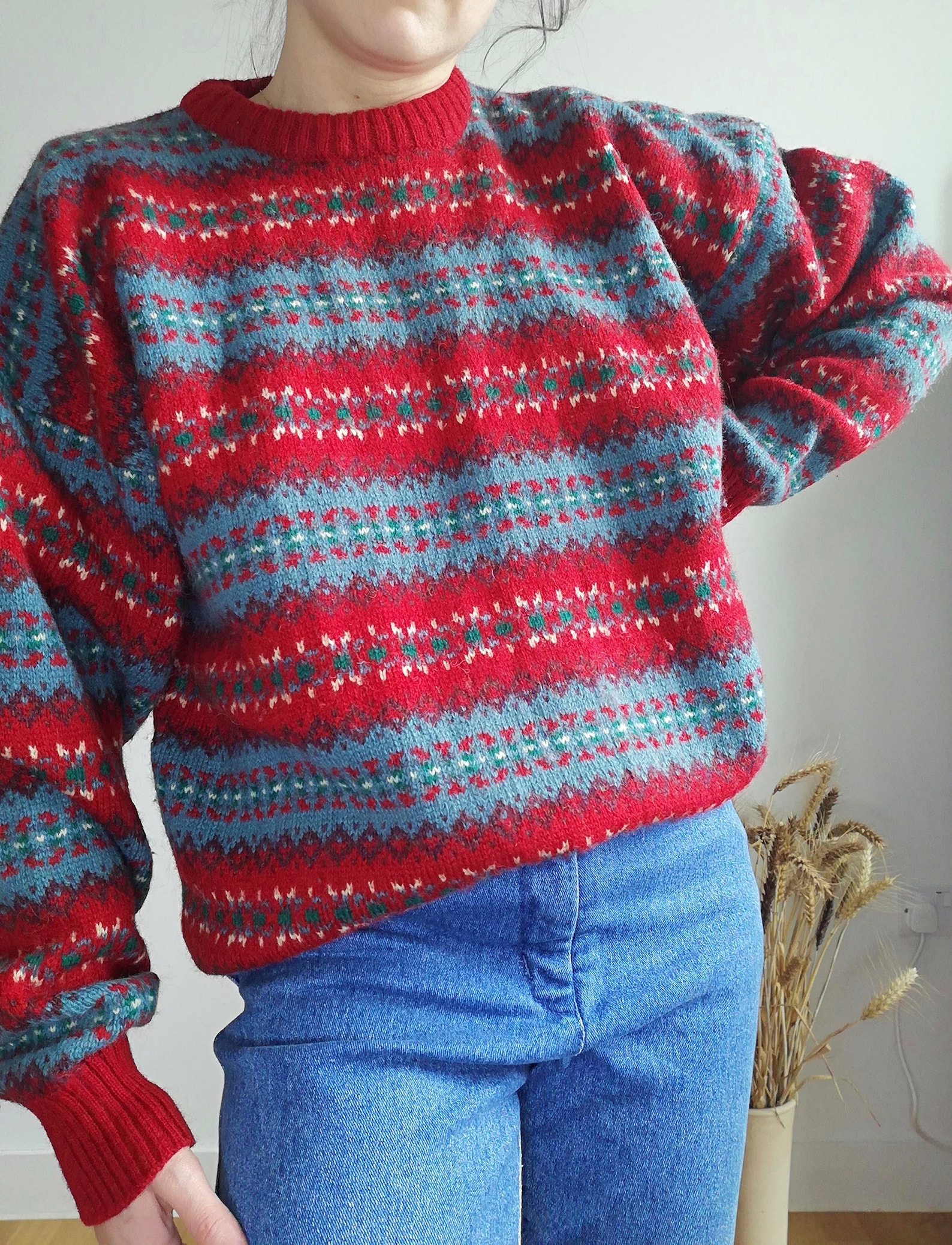 Vintage chunky knit wool sweater Grandpa sweater Oversized Etsy