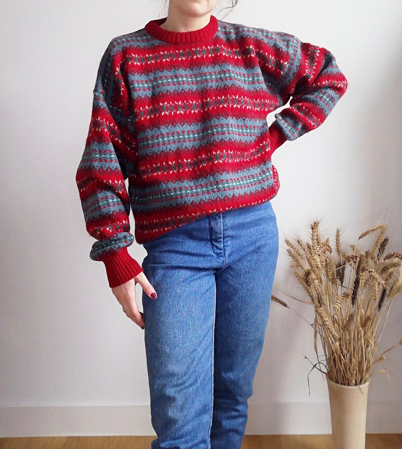 Vintage chunky knit wool sweater Grandpa sweater Oversized | Etsy