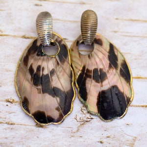 Vintage Large Mermaid Shell Dangle Earrings - B2