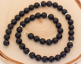 Vintage Necklace Gift For Her,BE1 Beaded Necklace Vintage Beaded Necklace Goth Necklace Gothic Necklace 25 Inch Black Beaded Necklace